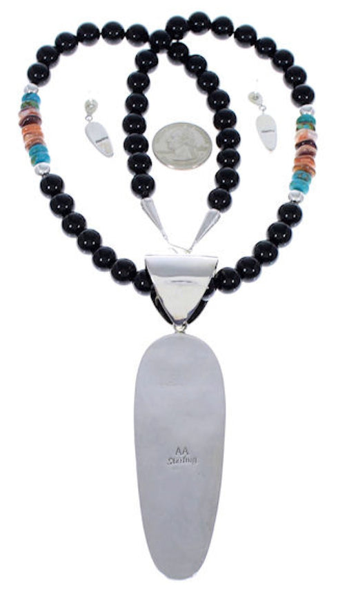 Southwestern Multicolor Pendant Necklace And Earrings Set PX35250